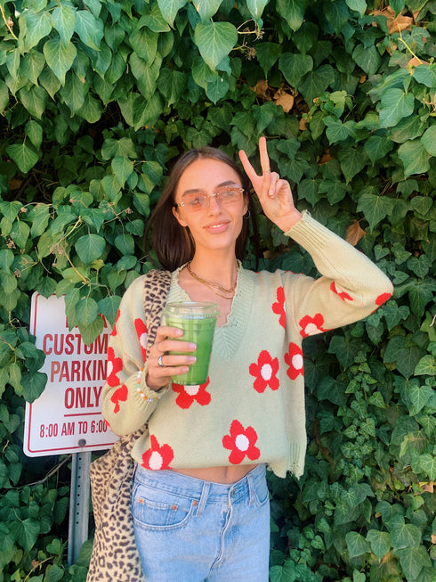 La La Retro Floral Sweater